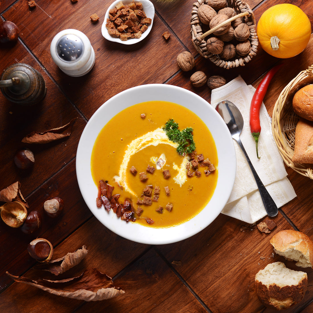 Kürbissuppe mit Speck